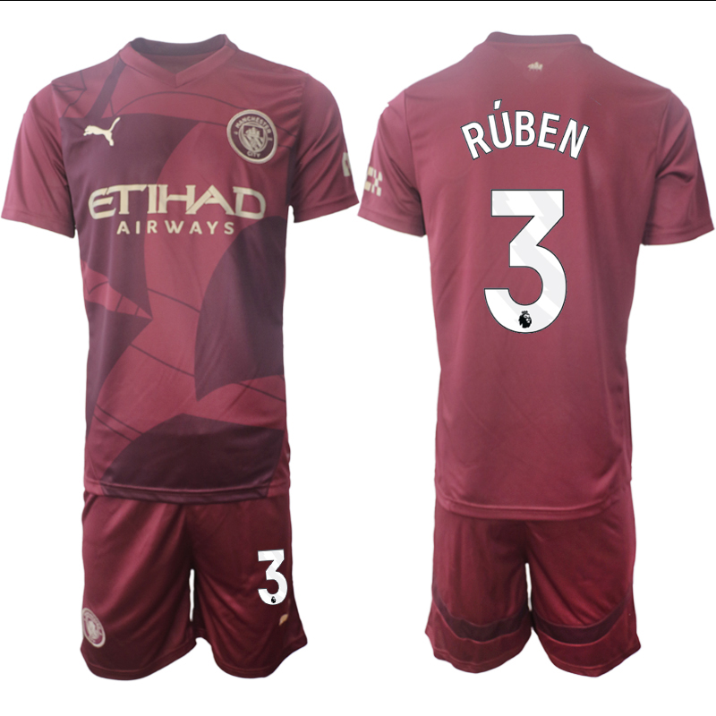 Men 2024-2025 Club Manchester City away red 3 Soccer Jersey